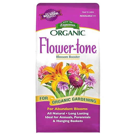 Espoma Organic Flower-Tone 3-4-5 Natural &amp Organic Plant Food 4 lb. Bag Organic Fertilizer for Flowers Annuals Perennials &amp Hanging Baskets. Blossom Booster -Pack of 3