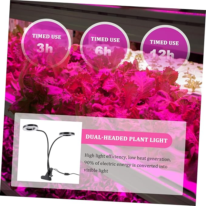 Adjustable LED Plant Growth Lamp Timer Dual-Head Clip-On Light for Indoor Use 5V Greenhouse Growing Light for Vegetables and Flowers