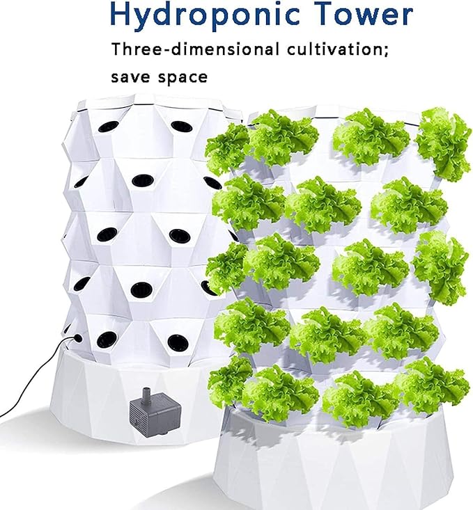48/64/80Holes Hydroponic Growing kit - Aeroponic Tower Garden with Self-watering - Vertical Grow Tower for Indoor Gardening - Grow Herbs Fruits &amp Vegetables6floors