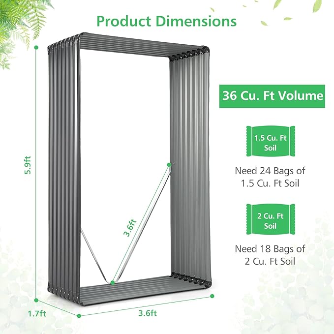 HAPPYGRILL Raised Garden Bed Raised Planter Box &amp Firewood Rack 71 x 20.5 x 43.5 Large Outdoor Galvanized Raised Garden Bed for Vegetable Flower Fruit HerbEasy Assembly