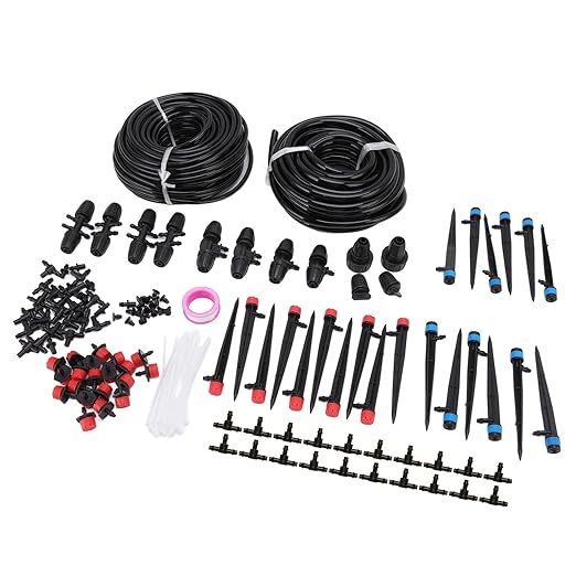 30m Garden Automatic Drip Irrigation Kit Micro Irrigation System for Plants Water Saving Irrigation Set with 30m Hose and Multiple Nozzles for Greenhouse Balcony Patio
