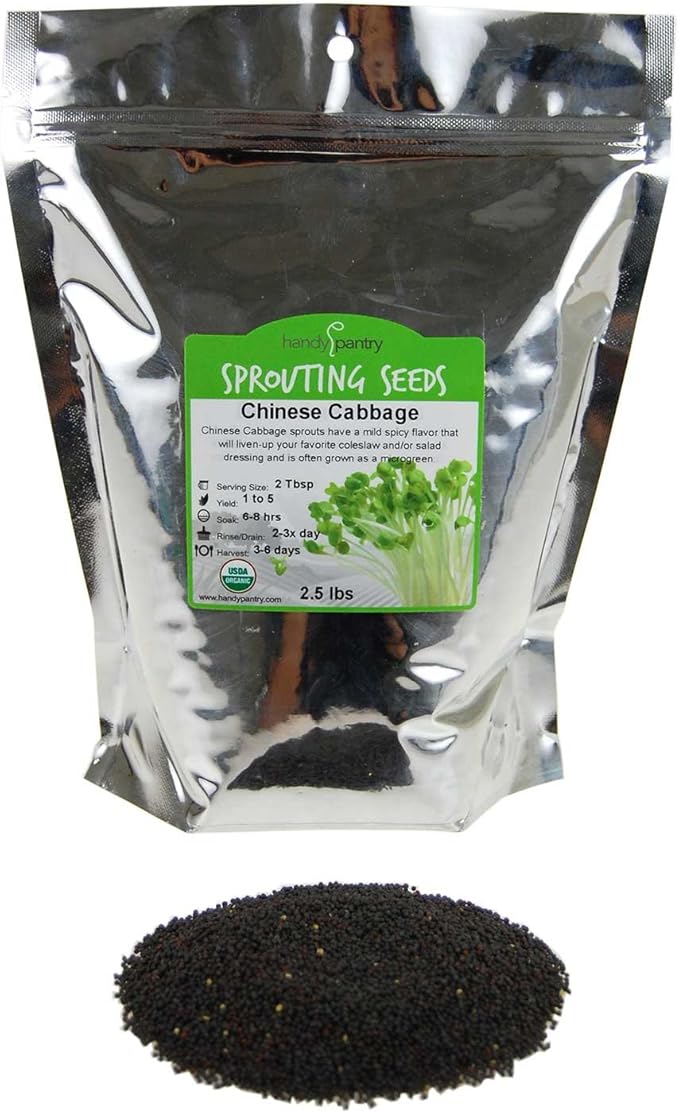 Handy Pantry Chinese Cabbage Sprouting Seed - 2.5 Lbs - Perfect for Edible Seeds Gardening Hydroponics Growing Salad Greens Sprouts &amp Food Storage