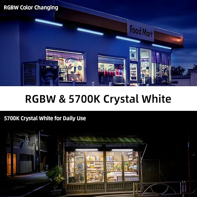 LED Wall Washer Light with RF Remote 144W RGBW Color Changing Linear Bar Light AC120V Waterproof RGB CCT Wall Washing Lamp for Outdoor and Indoor Lighting Projects Plug &amp Play