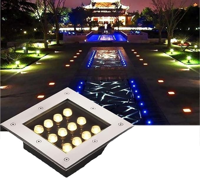 Outdoor Buried Lights - Ground LED Landscape Lamp IP67 Waterproof Recessed Spotlight 12V Low Voltage Well Lights for Yard Deck Garden Lawn Patio Lighting(Blue Light6 W)