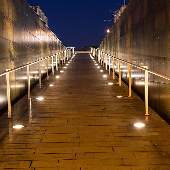 Recessed LED Underground Light Low Voltage Landscape Lights Round Buried Lamp IP65 Waterproof Embedded Spotlight for Driveway Pathway Outdoor Step Lighting