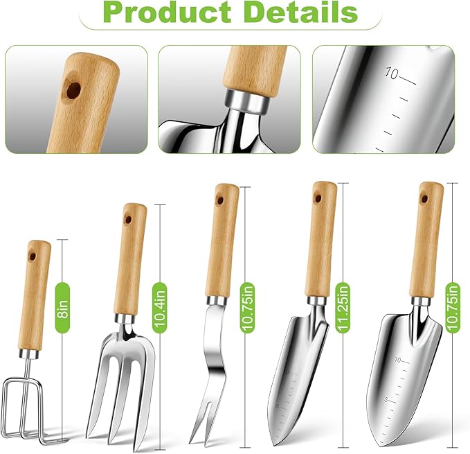 Gardening Tools Set 11-Piece Heavy Duty Garden Tools Including Garden GlovesAnti Rust Gardening Essentials Kit for StartersGardening Gift for Women