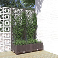 Large Outdoor Raised Planter with Trellis 31.5x15.7x47.8 Brown Polypropylene Elevated Garden Box for Climbing Plants Modern Matte Patio Trough for Balcony Terrace and Yard