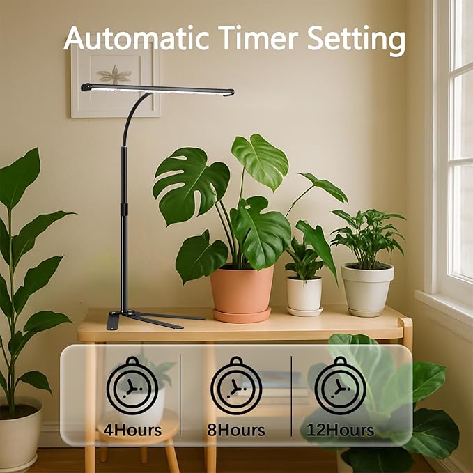 GYTF Super-Bright Plant Grow Light 6000K 108LEDs Full Spectrum Plant Lamp with Timer 4/8/12Hrs &amp Height Extendable for Home Office Desktop Indoor Plants 12V 3A High Power Output for Faster Growt