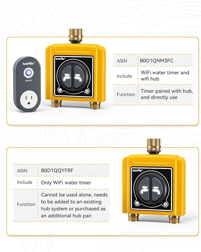 RAINPOINT WiFi Water Timer Brass Inlet &amp OutletNo WiFi Hub 2.4Ghz WiFi Compatible TWG004WRF Hub (Lot &gt202108)
