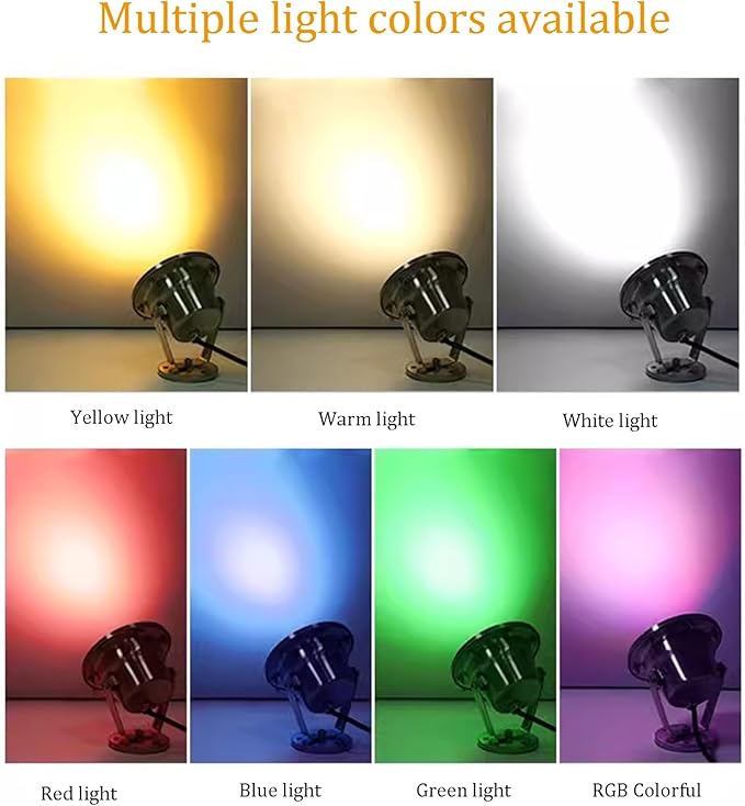 IP68 Waterproof Submersible Spotlights - Low Voltage AC12/24V Underwater LED Fountain Lights for Outdoor Garden and Pool Landscape