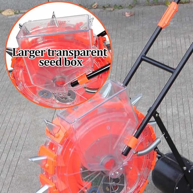 Precision Hand-Push Roller Seeder Seeds Dispenser Spreaders with 12 Seeding Nozzles Single-Wheel Planter Tool Manual Seeder Machine for Soy Peanut Corn Cotton Soybean