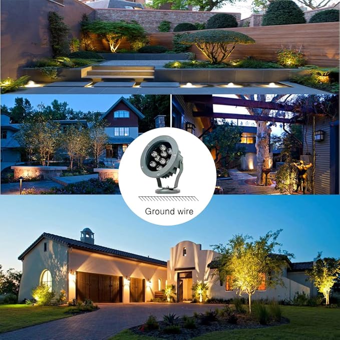 Kiven LED Plug-in Landscape Waterproof Downlight 9W LED Decorative Spotlight Lamp 110V with Plug for Indoor Outdoor Wall LightingIn-Ground Outdoor Landscape Lighting for Patio Pathway Lawn（6000K）