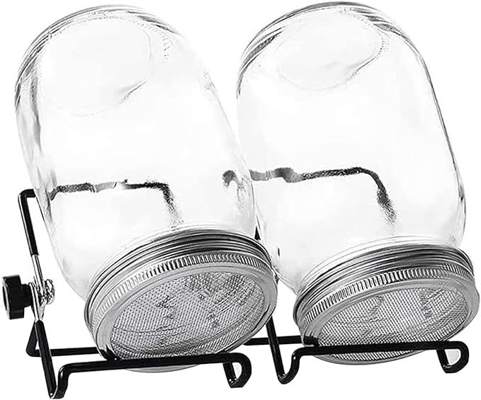Sprouting Jar 2 Sets Wide Mouth Seed Sprouter with Mesh Lid 16oz Sprouting Kit with Adjustable Stand 4.92in Transparent Sprouts Growing Kit for Beans Broccoli