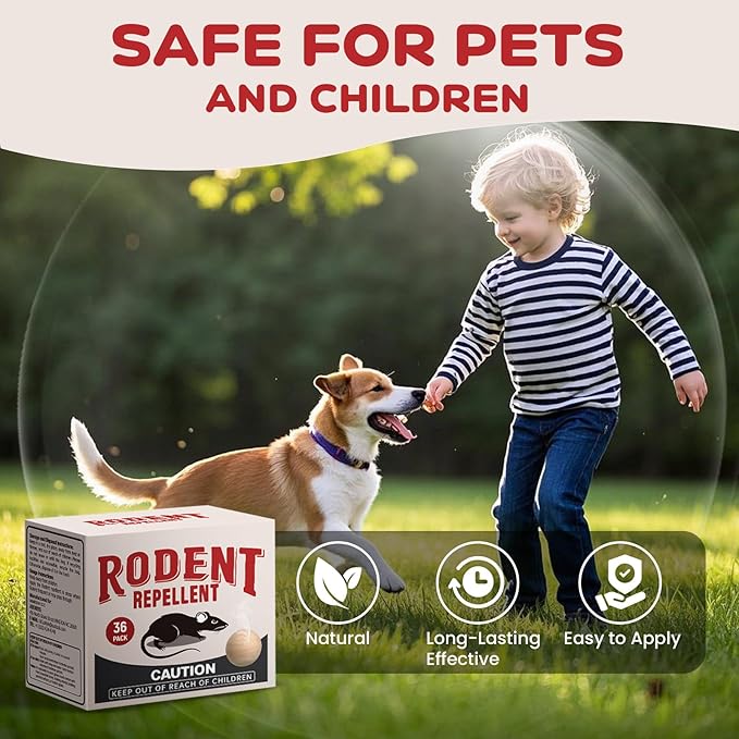 Rodent Repellent 33 Balls Mouse Repellent Indoor for House Car &amp Garage – Safe &amp Natural Peppermint Oil Moth Balls for Rodents Rat &amp Mice Repellent for Home Office &amp Outdoors