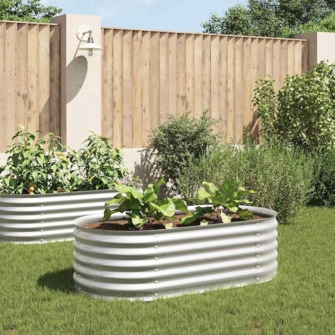 Galvanized Steel Raised Garden Bed 63x63x17.3 in Large Outdoor Planter Box Rectangular Elevated Raised Bed Garden for Vegetables Herbs Flowers on Patio Yard Lawn