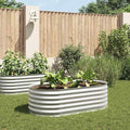 Steel Planter Raised Bed Metal Flower Box Planter Raised Beds Outdoor Garden for Planting Fruit 63x31.5x17.3 Silver -730