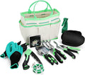 Green Garden Tools Set 12-Piece Heavy Duty Steel Gardening Tools with Canvas Water-Proof Storage Bag 12 Trowel Transplanter Weeder with Non-Slip Soft Handles Perfectly Meets Your Various Needs