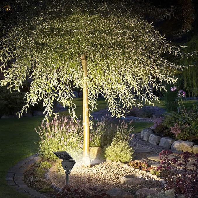 Solar Lawn Light LED Outdoor IP65 Waterproof High-Brightness Tree Garden Light Floor/Wall-Mounted Dual-Purpose Solar Spotlight 205LM (Daylight White)