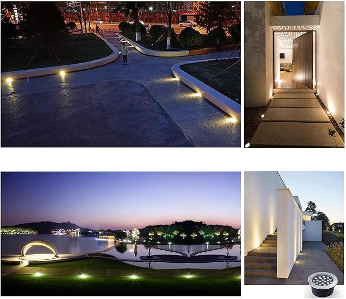Buried Lights Outdoor Ground Light IP66 Waterproof Recessed Round Landscape Lamp AC85-265V Well Light for Driveway Garden Pathway Patio Deck Spotlights