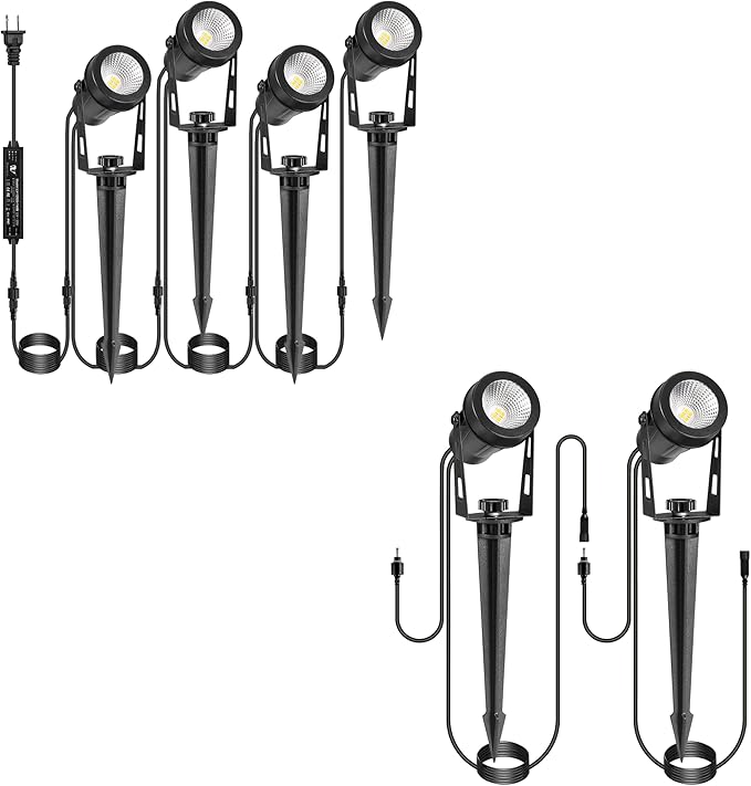 Outdoor Landscape Lights 4 Pack+2 Pack Extendable Landscape Lights