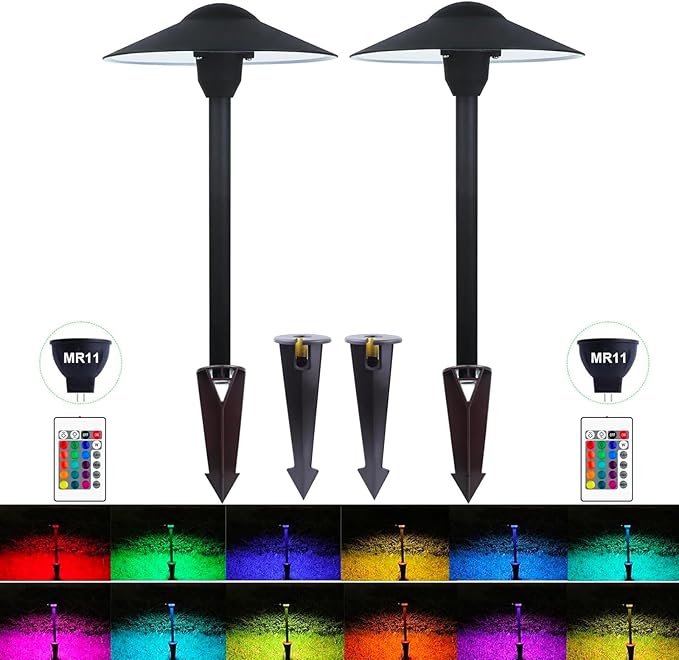 Inground Light Stakes Bundle with Landscape RGB Path Lights Low Voltage