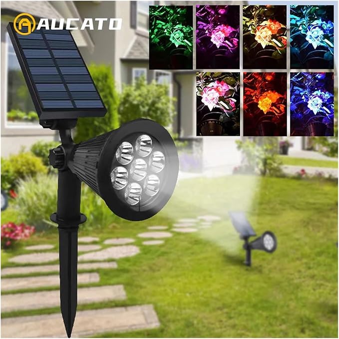 4/7led Solar Powered Highlighted Lights Outdoor Landscape Spotlights Ip65 Waterproof Landscape Wall Lamp Villa Garden(4LED-Warm Light)