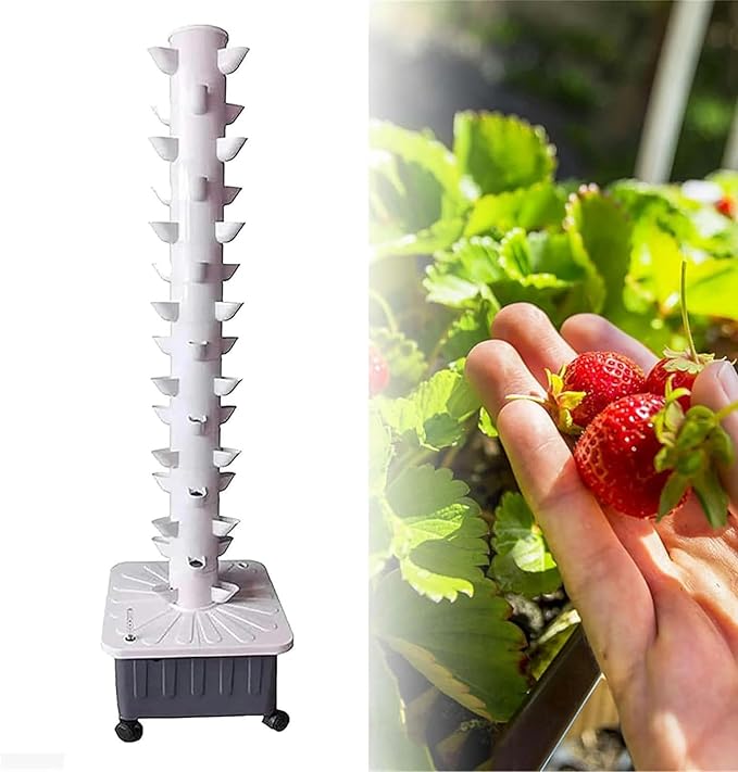 15 -Story Hydroponic Tower and 45 Holes Aquaponic Cultivation Airplane Crop Kit for Herbal Tower Fruits and Vegetables with Moisturizing Pump Adapt