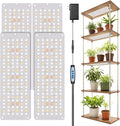 Garpsen Grow Light 6000K Full Spectrum Plant Lights for Indoor Growing with Auto Timer 6/12/16H 5 Dimmable Levels &amp 3 Color Modes 552 LEDs Grow Lamp Panel for Seed Starting Veg and Bloom(4Pane