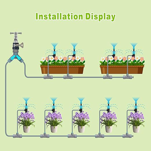 98FT Drip Irrigation System Kit with Quick-Connect Design Automatic Drip Irrigation Kits with Adjustable Nozzles Durable Hoses for Outdoor Plant Watering in Garden Greenhouse Patios