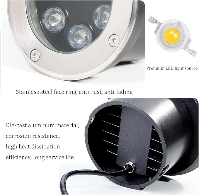 Round Courtyard Underground Spotlight - Outdoor Ground Landscape Light LED Recessed Ground Spotlights IP65 Low Voltage LED Underground Light for Garden Square Pathway Villas Lawn Terrace