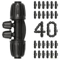 40 PCS Drip Irrigation Fittings 4-Way Lock Barbed Connectors 1/2 Inch to 1/4 Inch Anti-Drop Tee Fitting for 1/2 Irrigation Tubing (16mm OD 0.60-0.63) Garden Lawn Farm Drip System Parts