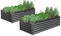 A ANLEOLIFE 2 Pcs 6X3X1.5 ft Rectangular Galvanized Raised Garden Beds Outdoor for Planting Vegetables Flowers Herb Quartz Grey