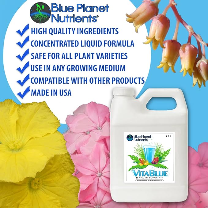 VitaBlue Complete B-Vitamin Supplement for Plants (32 oz) Vita Blue Quart | for All Plants &amp Gardens | Blue Planet Nutrients