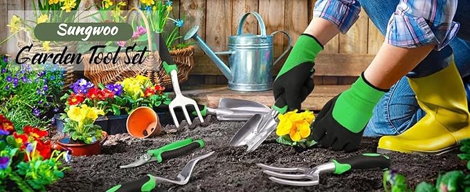 8pcs Pruning Shears Scissors Garden Tool Set Duty Aluminum Weeder Gardening Hand Tools Kit Transplanter Ergonomic Handle