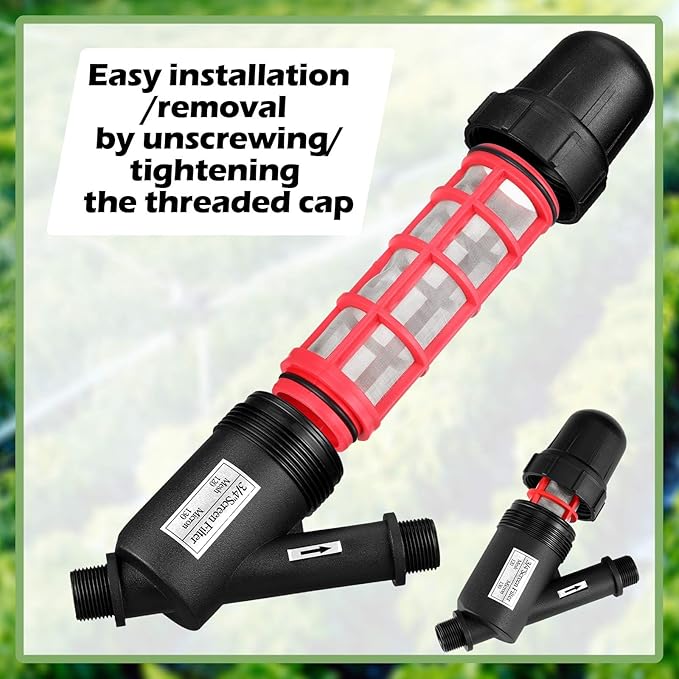 4 Pcs Drip Irrigation Inline Y Filter with Mesh Screen 3/4 x 3/4 Male Thread Connections Hydroponics Y Filter for Garden Greenhouse Agricultural Drip Sprinkler Irrigation