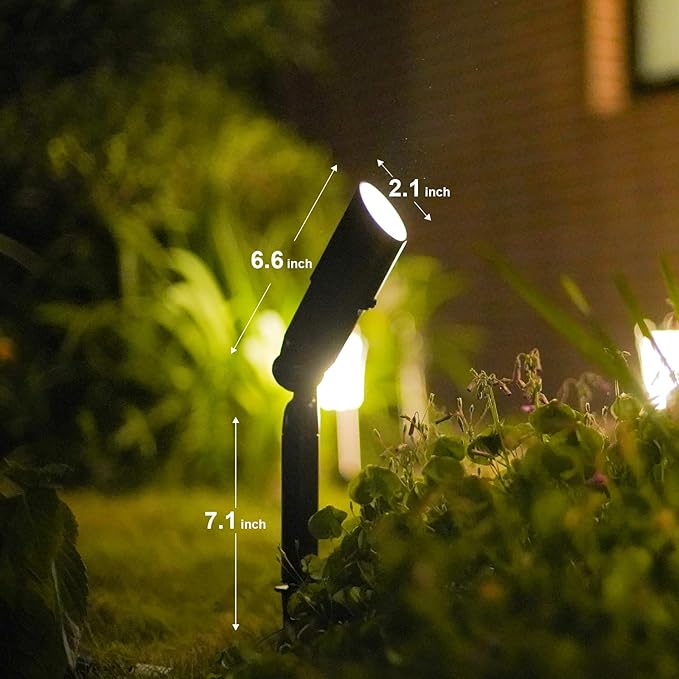 OODSMANN Low Voltage Landscape Flood Lights 20W Halogen 176 Lumen Outdoor Spotlight 3000K Warm White Replaceable Bulbs Outside Hardwired Lighting with Metal Stakes Cable Connectors