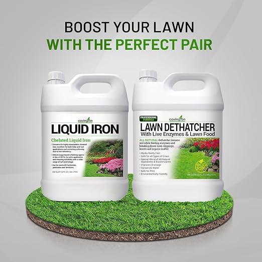 Covington Chelated Liquid Iron Concentrate (32oz) Lawn &amp Garden Liquid Iron &amp Nitrogen Supplement for Plants Shrubs &amp Trees Treats Deficiency Discoloration Stunted Growth &amp Root St