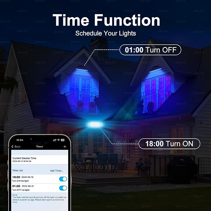 Smart Outdoor Color-Changing Flood Lights RGBCW 360W Linkable LED Wall Washer with App &amp RF Control 2700K-6500K Tunable White Dimmable IP65 RGB Floodlight for House Yard Holiday Party