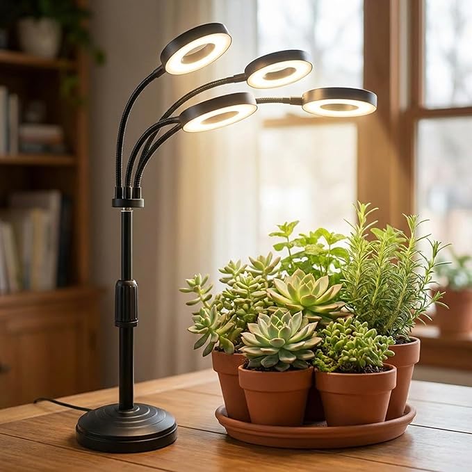 Grow Light for Indoor Plants LED Plant Growing Lamps with 3/9/12H Timer Adjustable Neck &amp Brightness for Tabletop Plants Seed Starting Herbs
