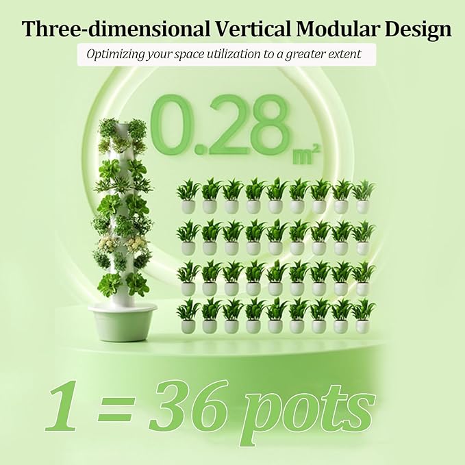 Vertical Hydroponic Grow Tower Aeroponic Tower Garden Planter Tower with Pump for Herbs Water-Saving Vertical Growing System for Gardening Lover(5 Floor)