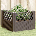 Garden Planter Brown Polypropylene 17.1 in Square Modular Raised Garden Bed for Outdoor Plants Basketweave Texture