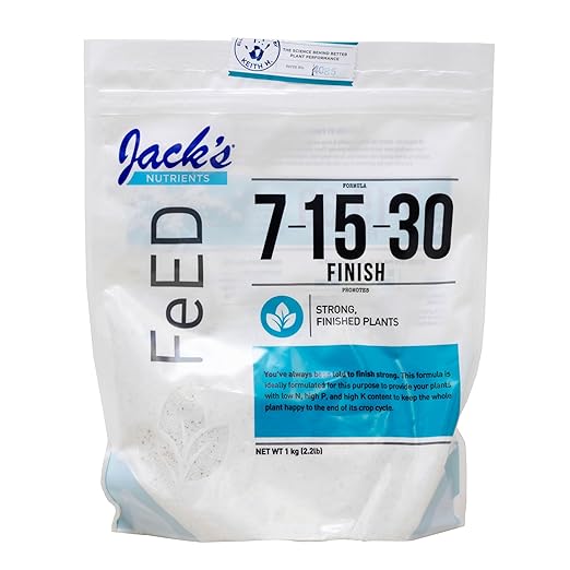 Jack's Classic Nutrients 7-15-30 Finish Water-Soluble Fertilizer for Strong Finished Plants Grown in Continuous Liquid Feed Programs 2.2Lbs