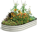 Galvanized Raised Garden Bed 8x4x1 FT Oval Metal Raised Garden Bed Outdoor Planter Box with Open Bottom Rust-Resistant Steel Garden Bed for Vegetables Herbs Flowers Easy Assembly