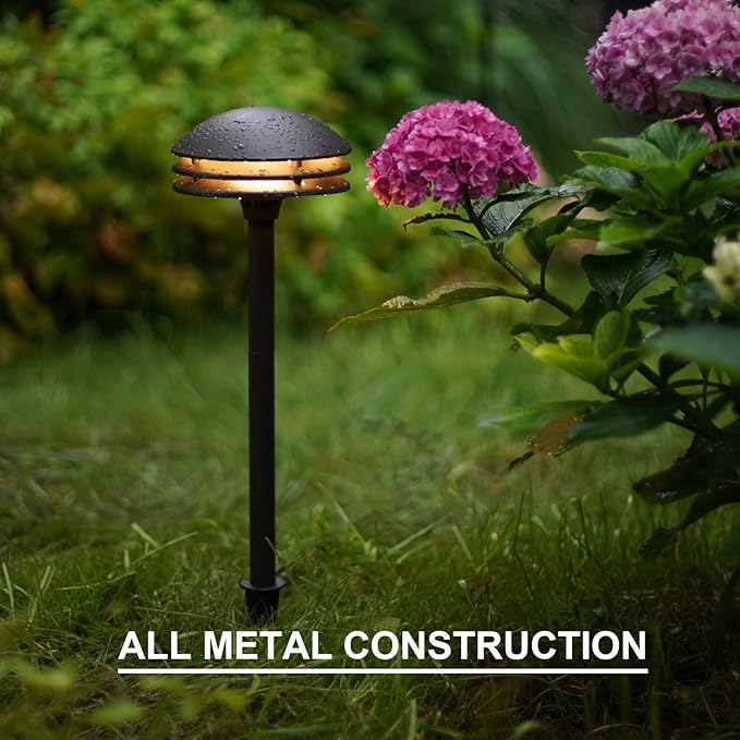 GOODSMANN Landscape Lighting Low Voltage 6PK Pathway Lights LED 2PK 4W 80 Lumen with 8PK Floodlight &amp Spotlight 3W LED 200 Lumen Replaceable Bulbs 3000K Warm White
