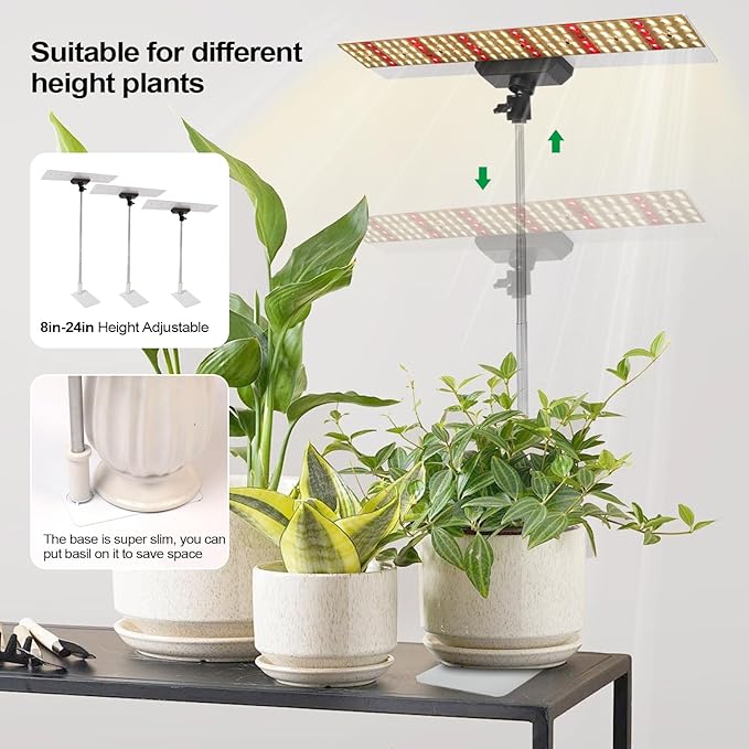 JCBritw 60W LED Grow Light on Stand for Indoor Plants Desktop Plant Growing Lamp Full Spectrum with IR 90 Degree Lens Tabletop Plant Light for Seed Starting Seedlings Veg Fruits and Flower