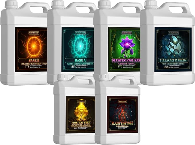 Humboldts Secret Starter Kit Pack XL | Indoor and Outdoor Plant Fertilizer and Hydroponic Nutrients | Base A &amp B CalMag and Iron Golden Tree Flower Stacker Plant Enzymes | Complete Garden Syst