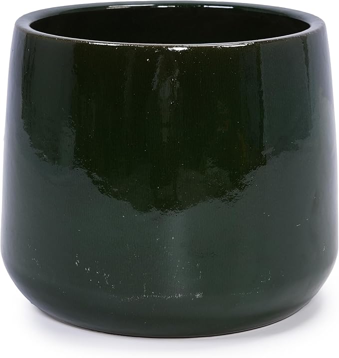 Handmade Solid Glazed Ceramic Planter Set of 4 141197 Inch Diameter Deep Green for Succulents and Cacti Outdoor G Indoor Stairs Use Breathable Clay with Drainage Holes
