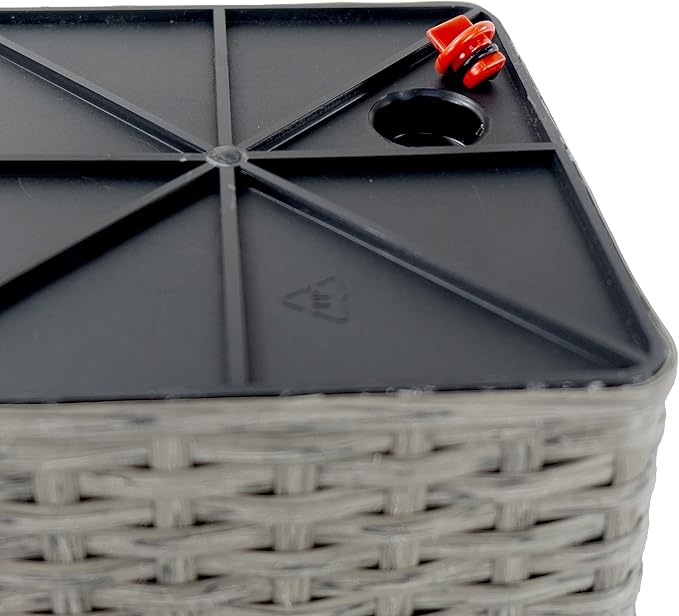 2 Pack Smart Self Watering Square Planter for Indoor and Outdoor Hand Woven Wicker Gray