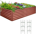 Quictent Galvanized Raised Garden Bed 8x4x2 Ft Tall Metal Planter Box for Vegetables Bottomless for Backyard 2 Tomato Cages Included 22.04 Deep Terracotta