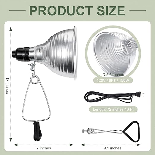 Macarrie 8 Pack Clamp Lamp Light with Aluminum Reflector 6ft SPT-2 18awg Cord and Adjustable Stand Fixture up to 150 Watt E26 Socket No Bulb(5.5 Inch)